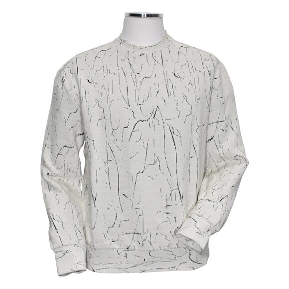 Marcello Men's 901 Fractured Rib Crewneck Pullover White XL EUC